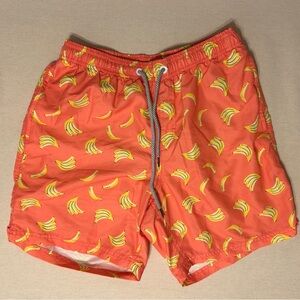 Banana Print Men's Swim Shorts - Orange